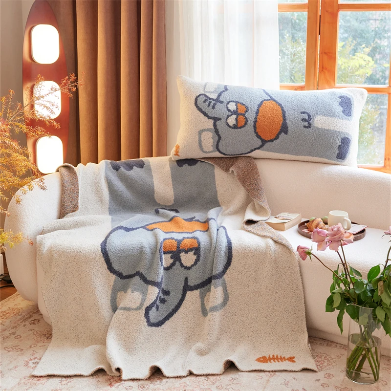 product ayd oeko tex high quality cute elephant soft and warm jacquard knitted blanket that children love-57