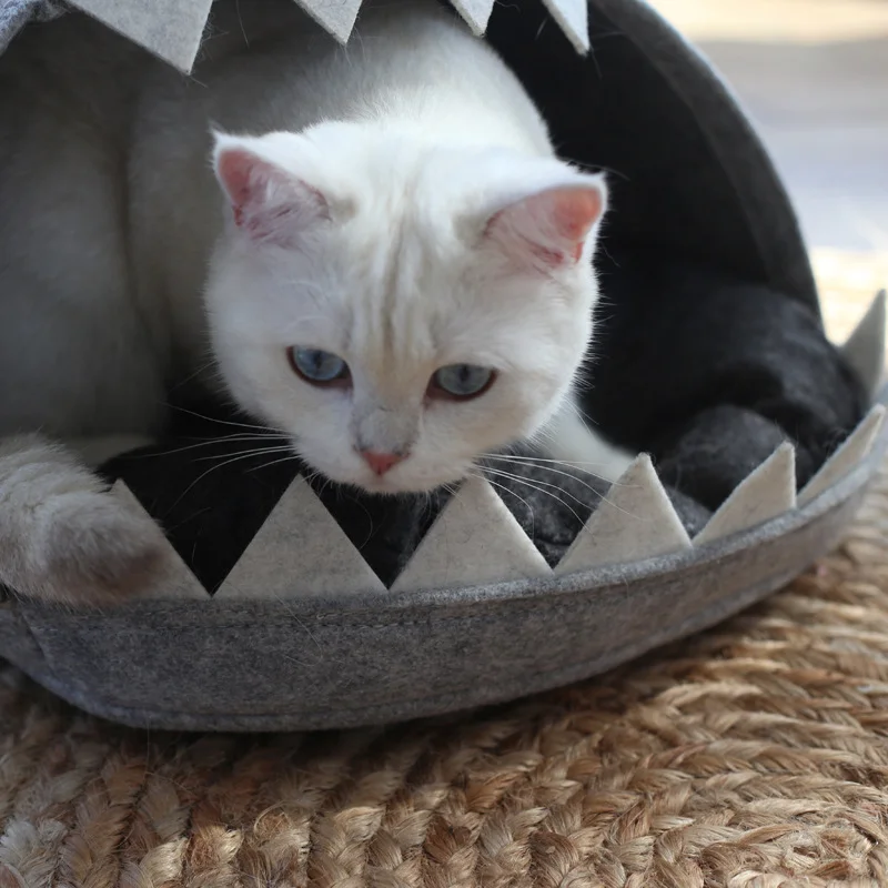 HUAYI Felt Shark Shape Pet Bed Cat Nest Four Seasons Indoor Available Detachable and washed