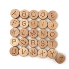 Natural Beads Customized Natural Wooden Square Cube Laser Engarved Alphabet Letters Beads For Personalized Baby Teether