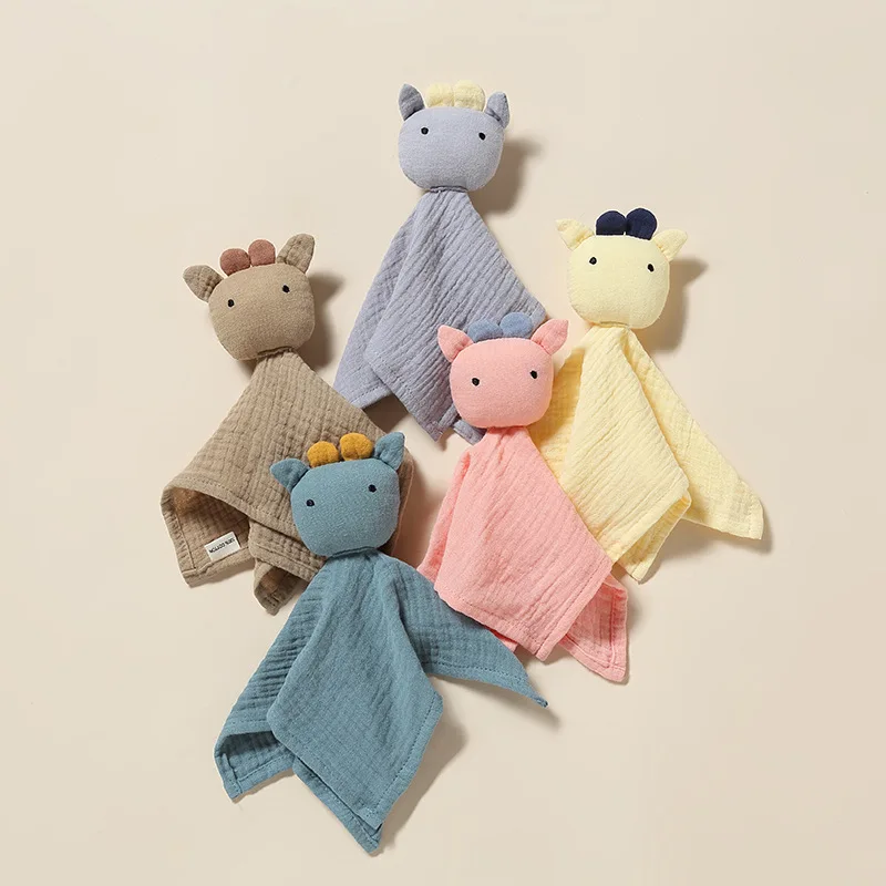 Bear Security Blanket Soft Baby Lovey Muslin Blanket Unisex Lovie Snuggle Toy Baby Bear Comforter Blanket for Newborn