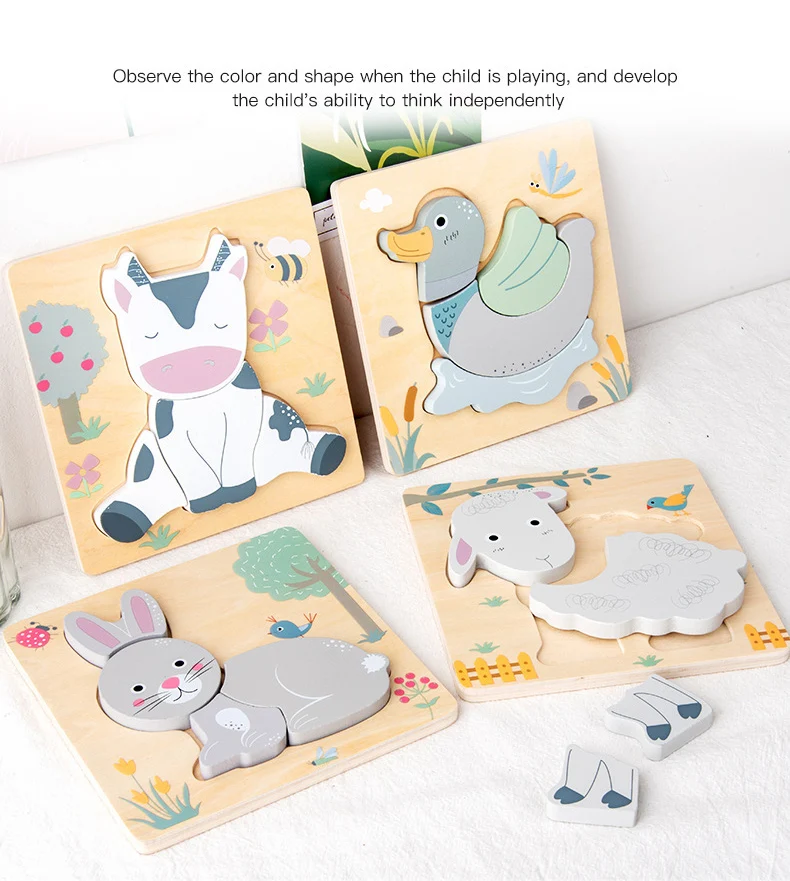 Nouveau puzzle d'avion 3D en bois pour bébé, planche de puzzle animal éducatif précoce, dessin animé en bois, jouets pour filles, détails