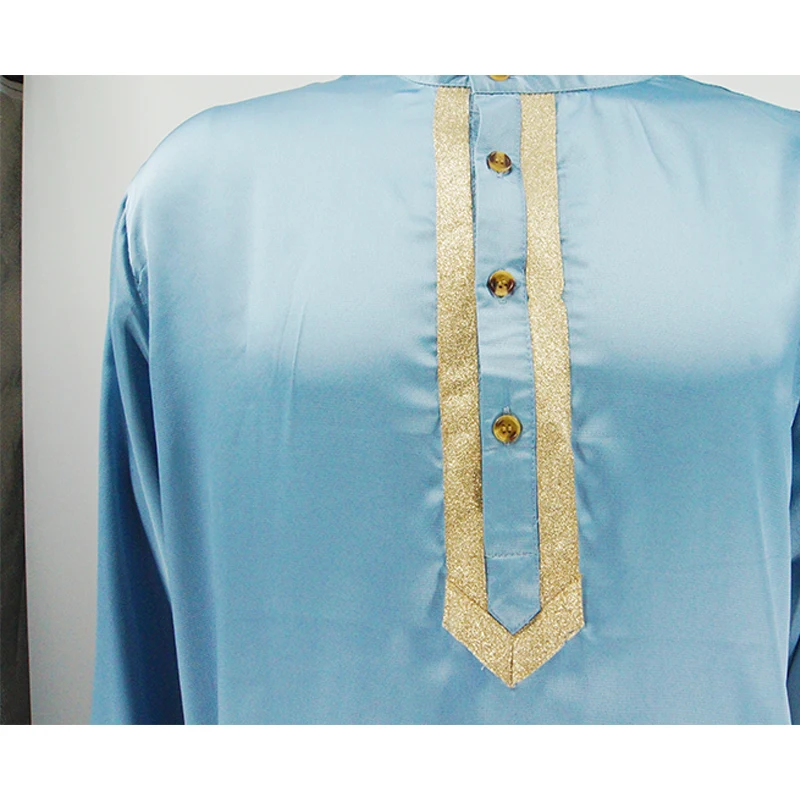 Dubai's New Men's Casual Abaya Southeast Asian Muslim Long Sleeve Loose Stand Collar Breathable Door Tube Robe Middle Eastern details