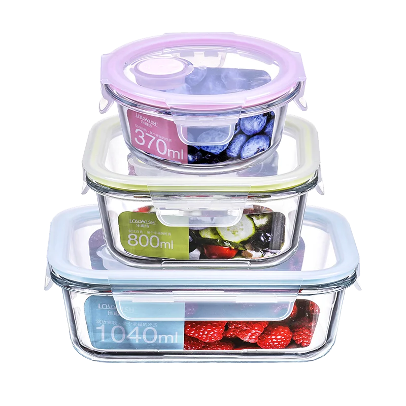 Custom design Food Storage Box with Lid glass lunch box kids