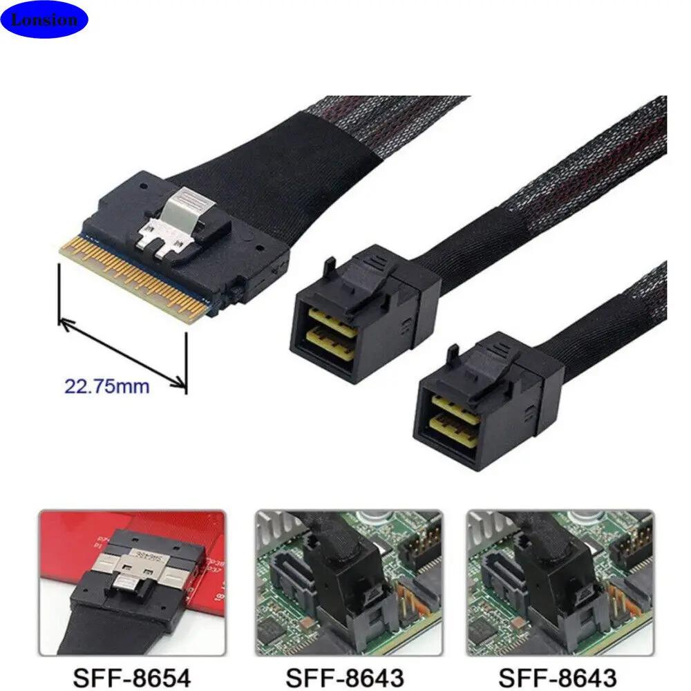 Mini Slimsas Sff-8654 8i 4.0 To 4 Ports Sas Sff-8643 Server Connection ...