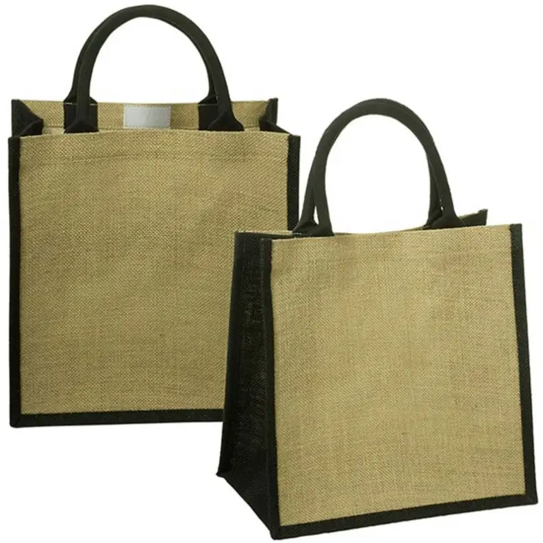 Portable sack linen yellow sack green shopping bag high-end packaging bag antique burlap handbag
