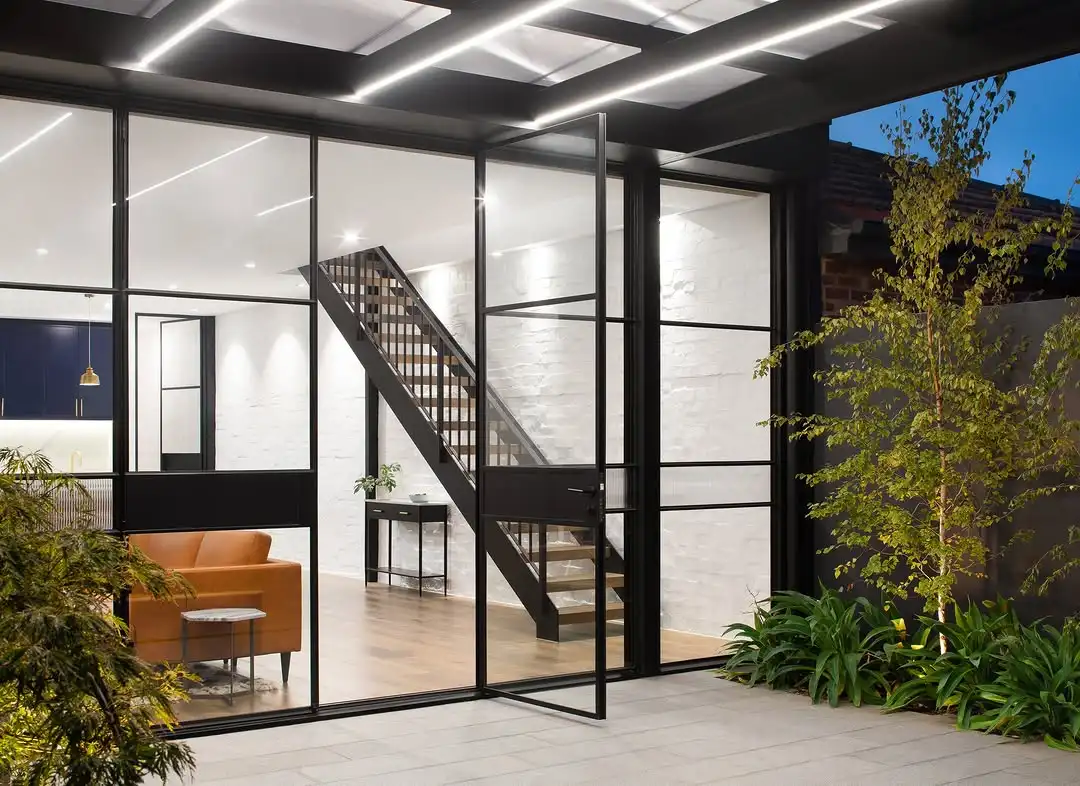 Competitive Price Swing Low-E Glass Glazed Steel Interior Door External French Door with Grill Design supplier