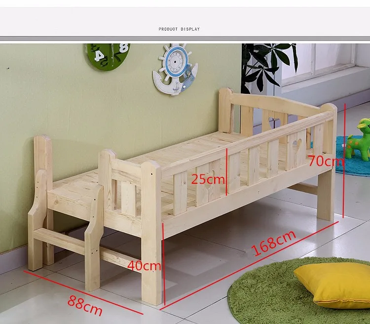 Solid Wood High Quality Children Bed Lengthen Widen Combine Big Bed