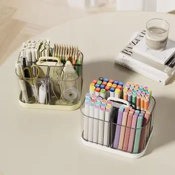 Creative Multifunctional Large Capacity Pen Stand Beautiful Square Removable Pen Bucket Holder Office Student Desk Made Plastic