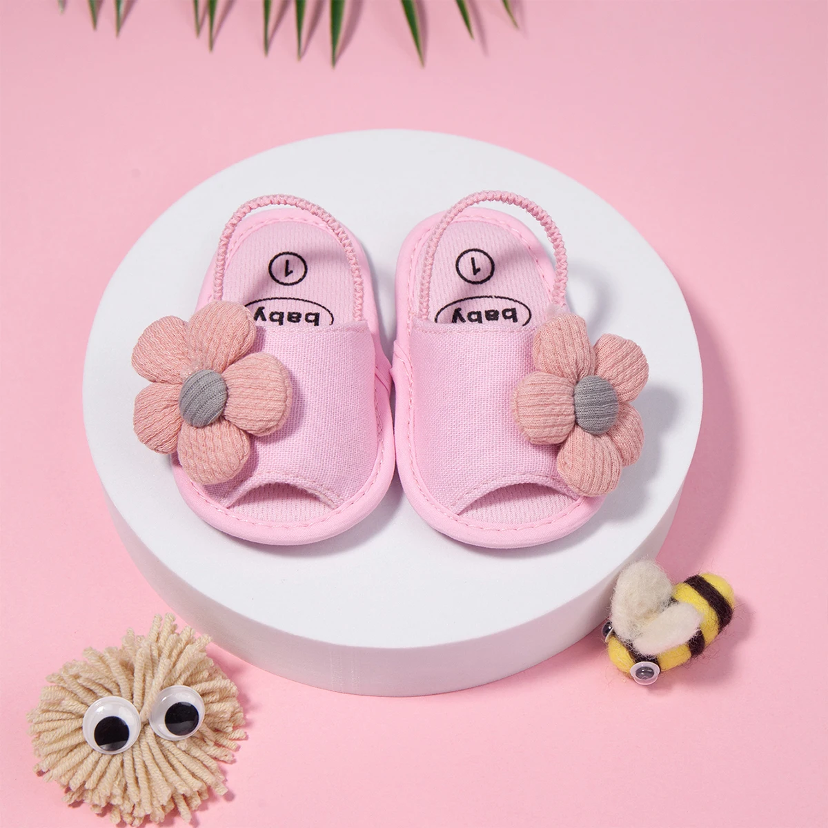 New fashion indoor infant babe Lovely flower cotton Soft sole first walking shoes baby sandals slippers