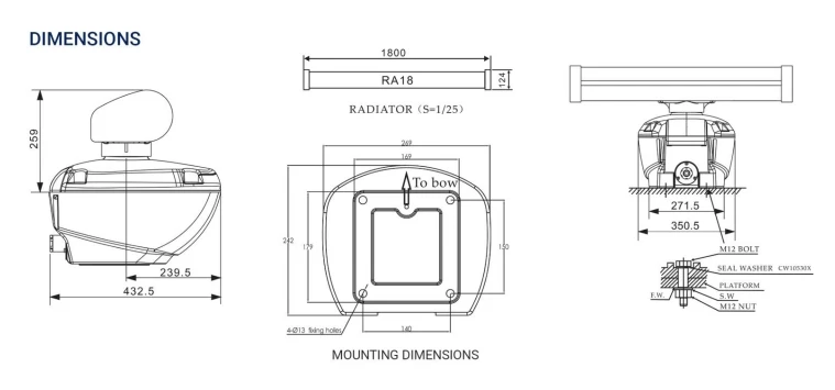 ONWA KRA-3002 6KW/KRA-4001 12.5KW Open-Array Radar Antenna for Marine Use with AIS Display and Target Tracking (ARPA)