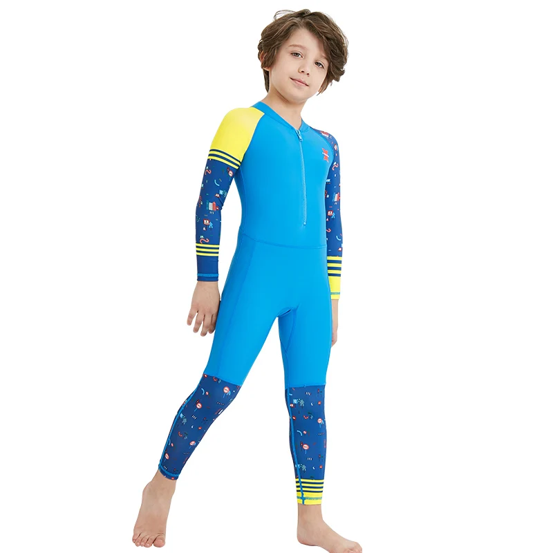 Summer Beach Quick-drying Cute Long Sleeve Kids One-piece Neoprene Diving Wetsuit Surfing Swimsuit