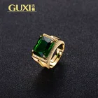 Emerald Rings Hot Sale Emerald Rings Men's Vintage Style Square Ethnic Rings Gold Plated Open Rings