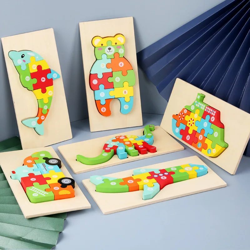 Hot Selling Wood Animals Custom Wood Puzzle, Jigsaw Wooden Puzzle, 3D Puzzle For Kids