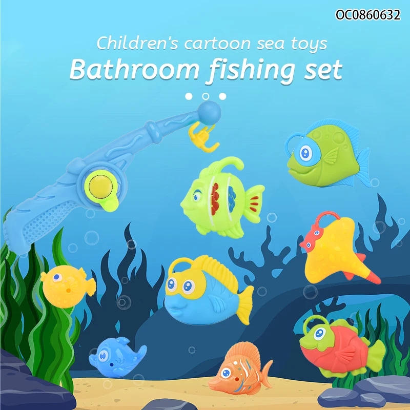 High quality bath games realistic plastic fishing toys game for children bath