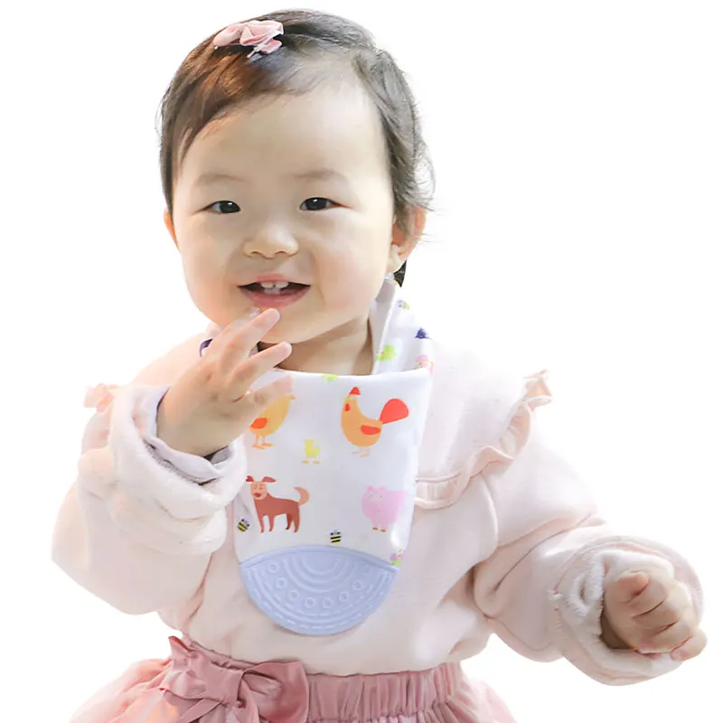 Most Popular Bpa Free Cute Soft kids toy, Baby Bandana Bib Silicone Teether