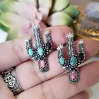Earrings Bohemia Handmade Nature Cactus Turquoise Earrings