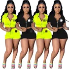 Summer Suit Summer Zipper With Hood Casual Solid Color 2 Piece Suit
