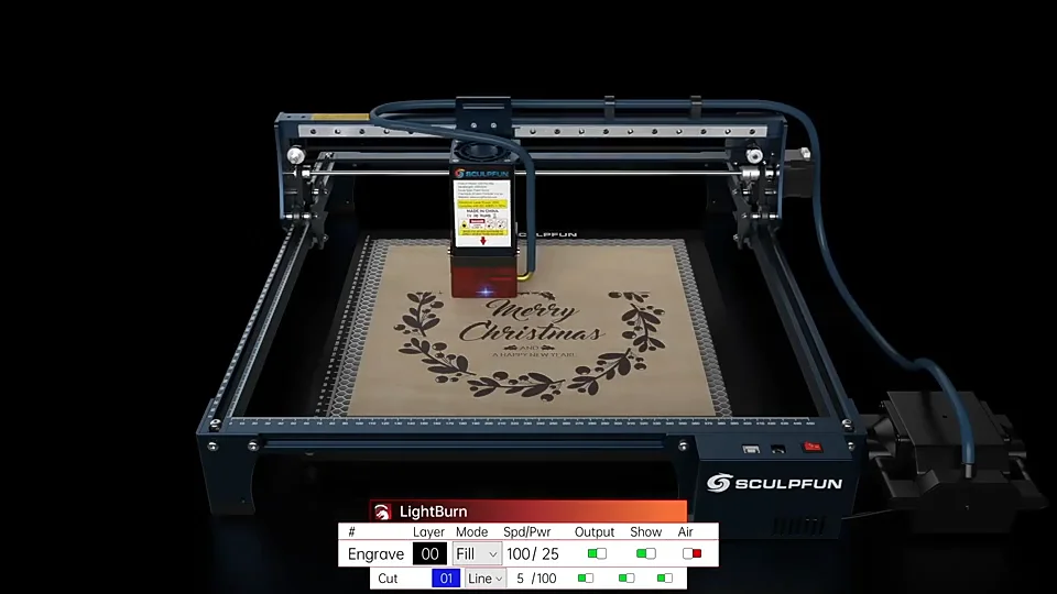 Sculpfun S Pro W Laser Engraver With Automatic Air Assist System