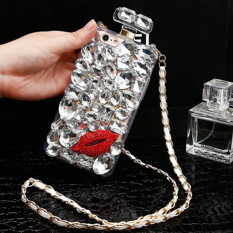 Luxury Bling Diamond Rhinestone Crystal Perfume Bottle Phone Case For iPhone 15 14 13 Pro Max Mobile Phone Shell For Samsung S24