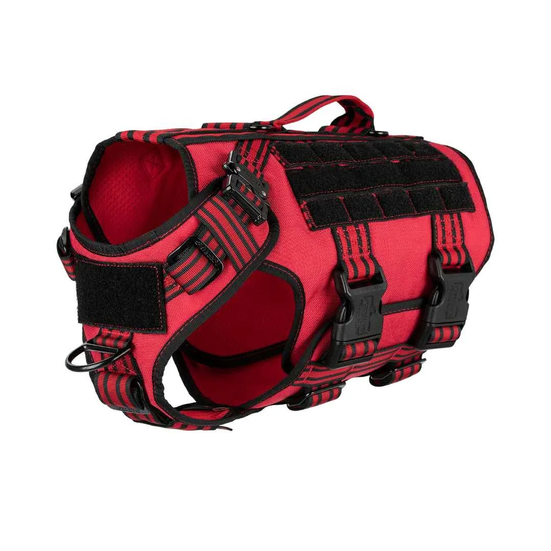 red tactical dog harness