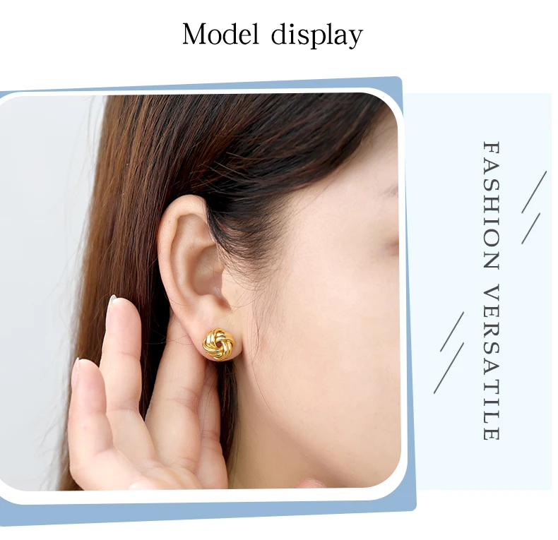 Wholesale fashion jewelry earrings luxury women copper material simple spiral gold stud earrings