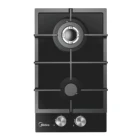 Black Midea 30CM Gas Hob With 2 Burners Black Tempered Glass