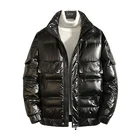 2021 Fashion Black Shiny Winter Quilted Padded Puffer Coat Men's Duck Down Jacket