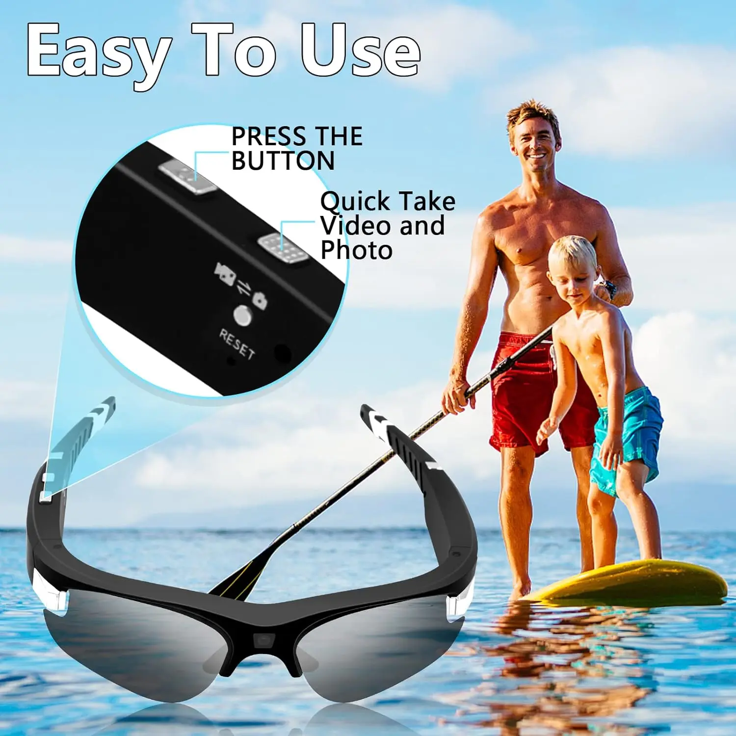 1080P Action Sports Camera Film Hands Free Photo Video Recording Smart Glasses With Camera Sunglasses