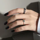 Rings Heart Size Wholesale Hot Sale Vintage Women Rings Rhodium Plated Heart 925 Sterling Silver Adjustable Size Rings