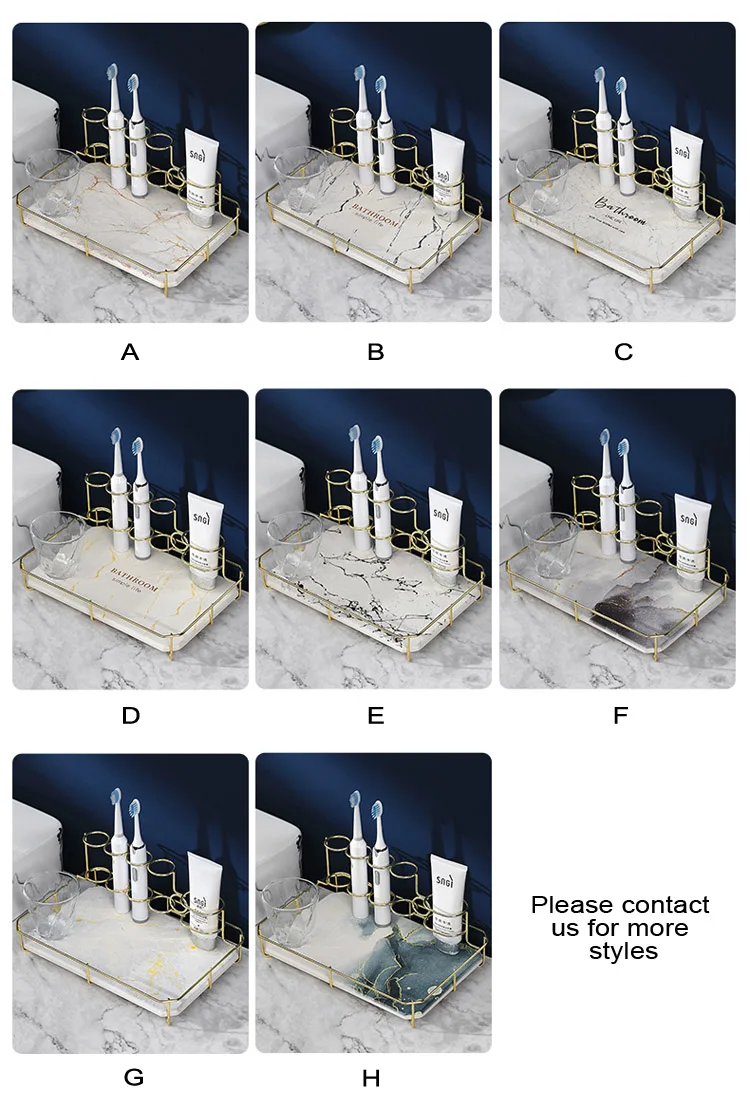 Decorative Metal and Diatomite Toothbrush Rack Tray for Bathroom