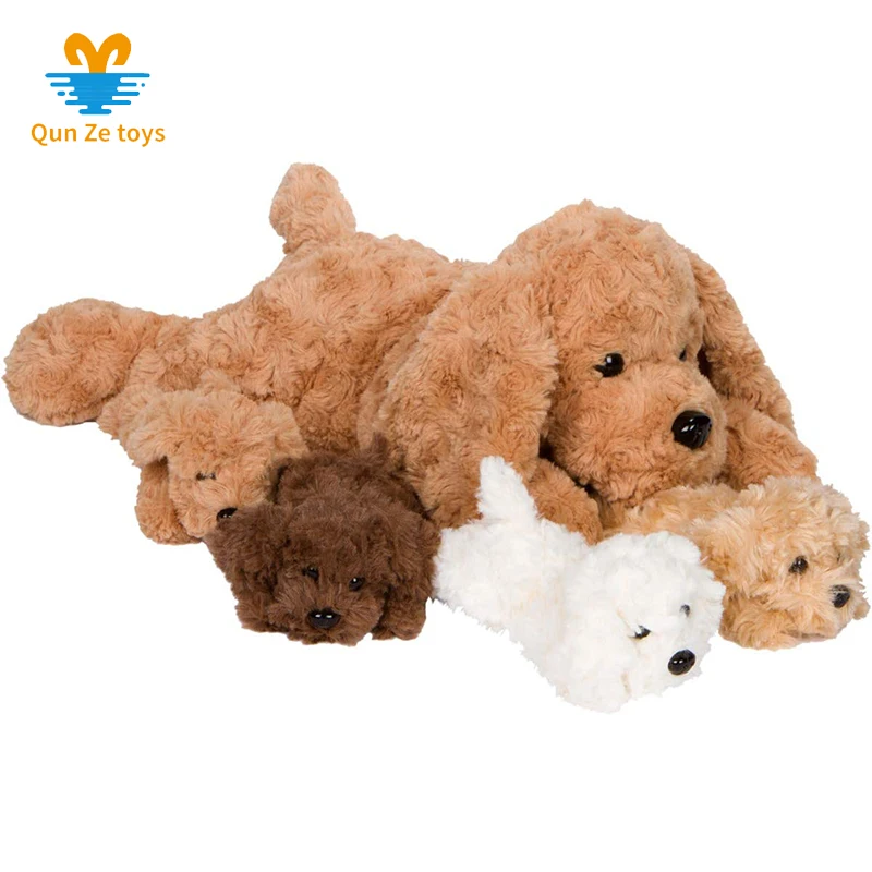 stuffed dogs holding puppies