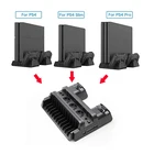 For PS4/PS4 Slim/PS4 Pro Dual Controller Charger Console Vertical Cooling Stand Charging Station LED Fan For Ps4