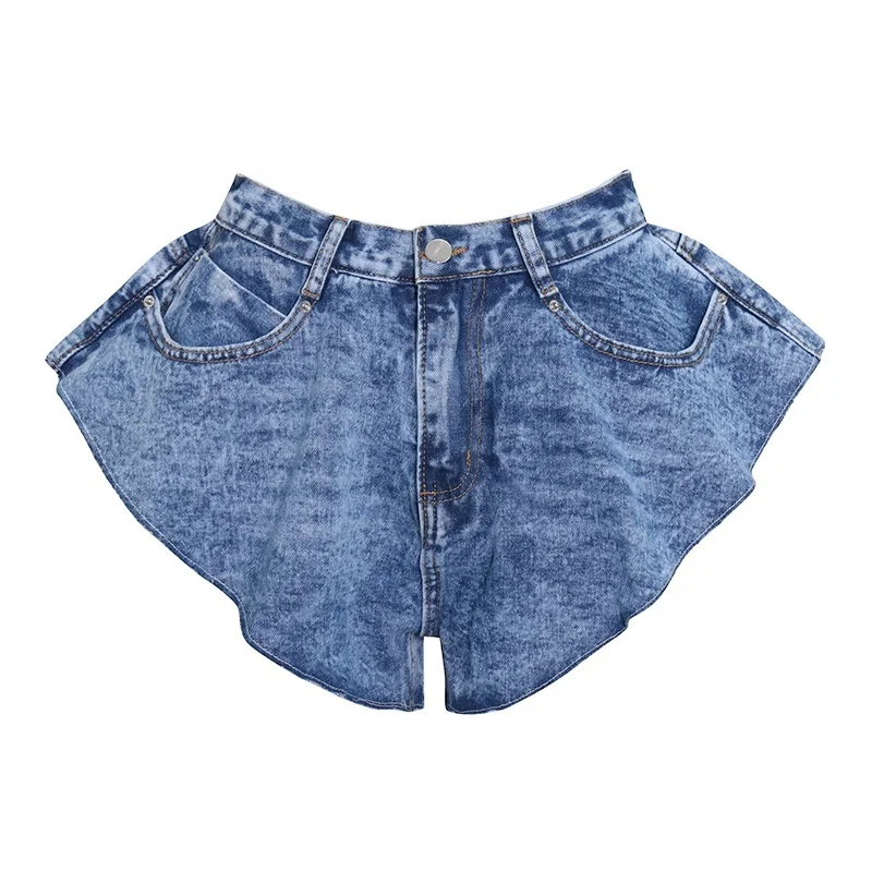 wide denim shorts