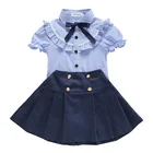 T-shirt School Spandex Woven Polyester Summer T-Shirt High Quality Cloth Girls School Uniform Skirts