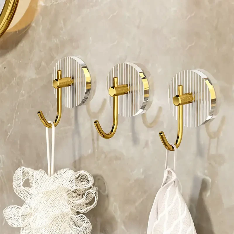 Gold Acrylic Hook Without Punching Door Behind The Hook Wall Self-adhesive Super Adhesive Hanging Clothes Hook