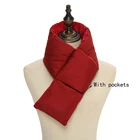 Wholesale Nylon Fabric Down Puffer Scarf 14x85cm Velvet With Pocket Solid Color Contractile Unisex Long Scarf