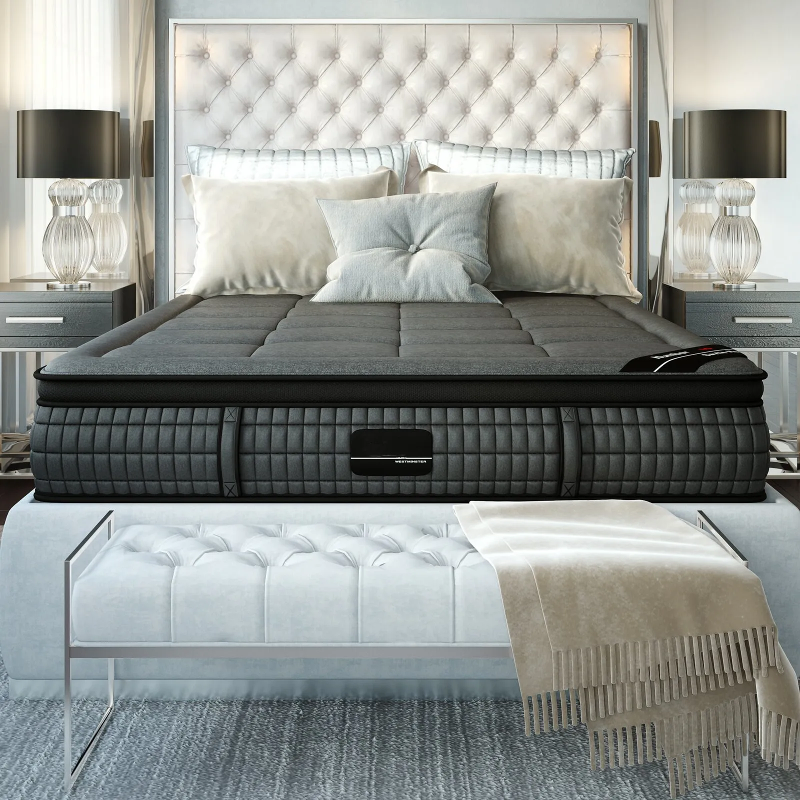 Super comfortable euro top full size pocket spring coils mattress queen king president mattresses