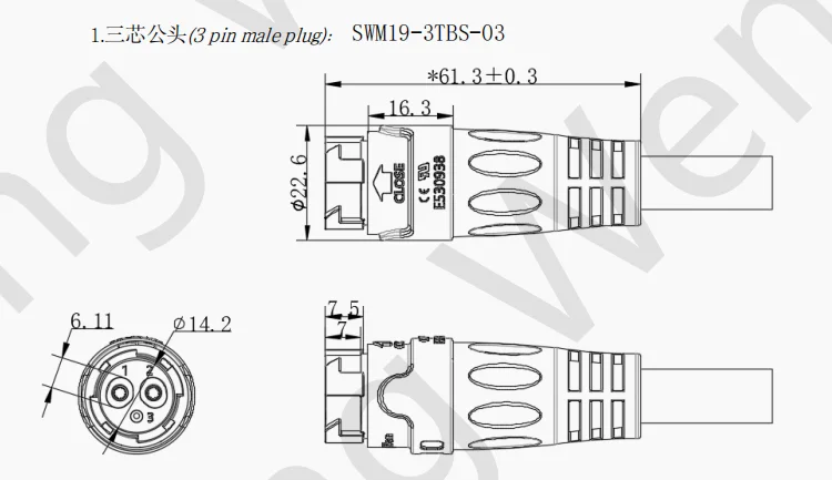 M19 Series Push-pull Self-locking Black Connection Industrial 3 Pin Female Male Plug Power Connector M19 Male Female 3 Pin