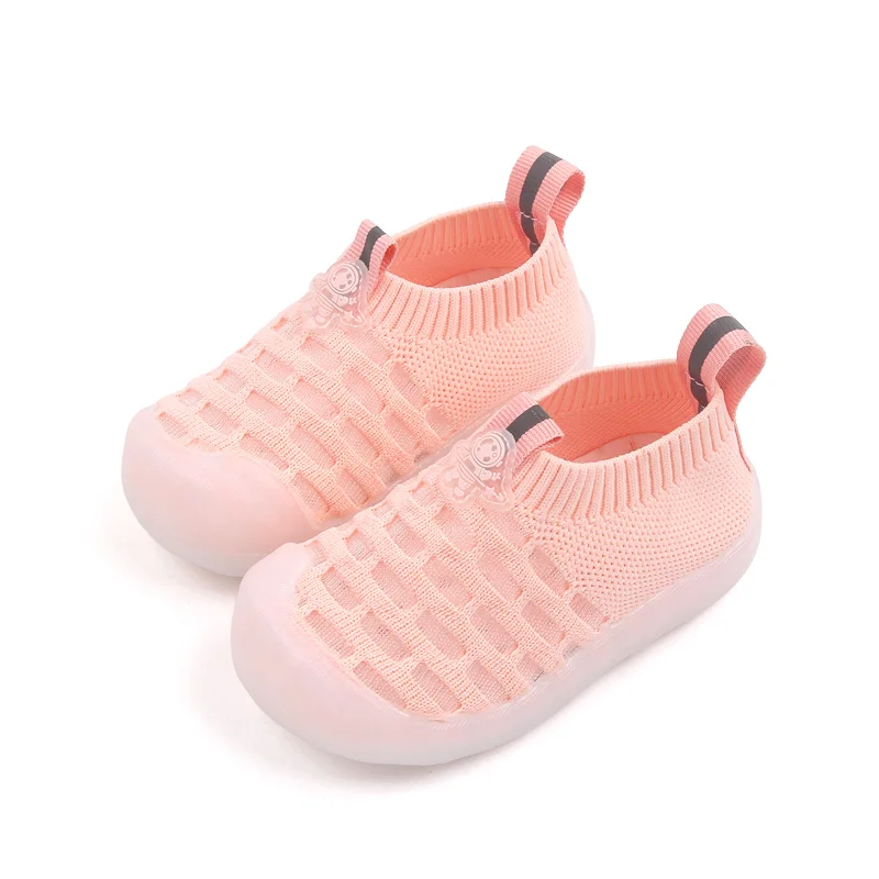 Spring and Summer Solid Color Mesh Surface Breathable Children Soft Soled Toddler Floor Shoes factory
