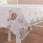 Plastic Table Cloth Pvc Table Cloth Wholesale Floral Plastic Dinning White Embossed Printed PVC Lace Table Cloth