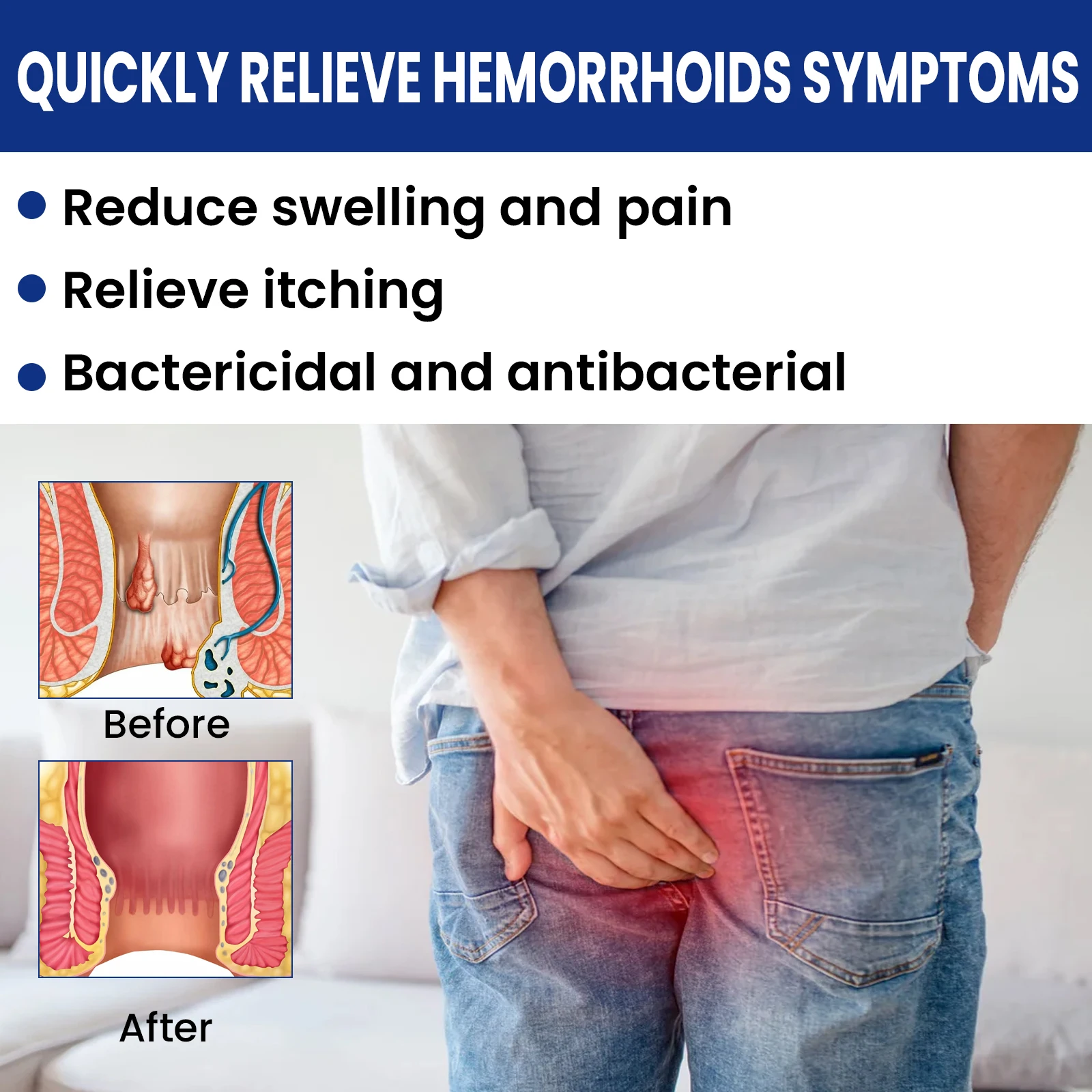 Ouhoe Hemorrhoids Ointment Relieve Pain Hemoroid Cream Anal Bleeding