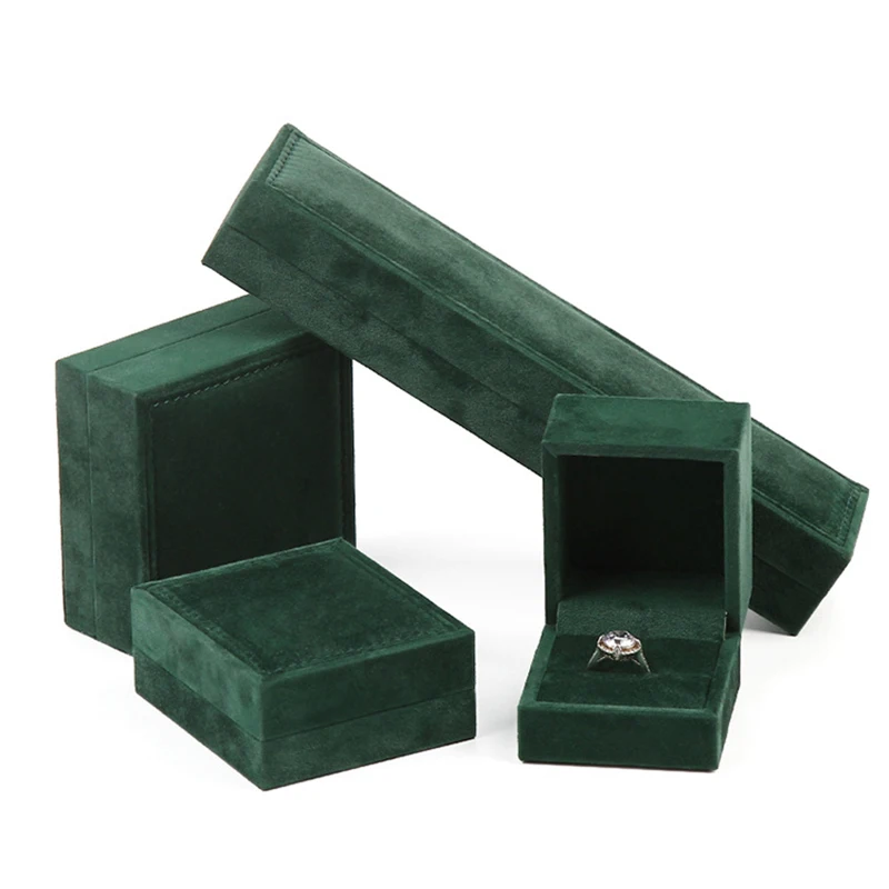 Customized Logo Wholesale Plastic Velvet Cover Square Elegant Velvet Jewelry Box for Ring Earrings Pendant Bracelet Necklace Hf0001deaafe440da81370a7afdee6e6bt