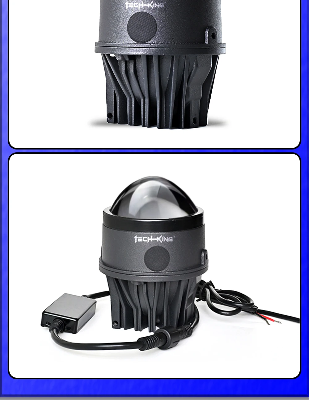 TECH-KING car accessories 3.0inch projector led fog lights for universal cars 12V 6000K 100W High brightness lens fog lamp