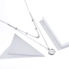 Silver Star Sterling Silver S925 Platinum Plated Necklace Simple Double Chains Star Silver Necklace