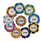 Set Chip 100 Custom Casino Coin 500 Round 14g Clay Luxury Poker Set Pokerchips Monte Carlo Poker Chip