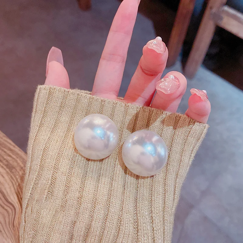 simple big pearl earrings women 2022 year new trend light luxury unique earring atmosphere exaggerate earrings