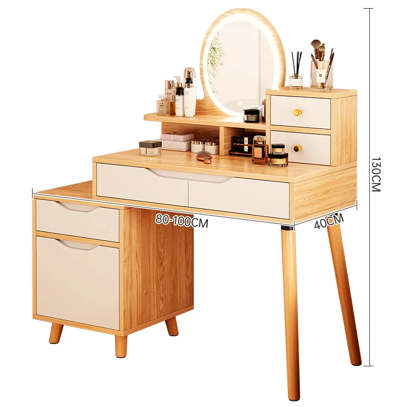 Bedroom Nordic retro style girl dressing table with makeup mirror