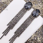 Black Earrings Promotion Black Hematite Electro-Plating Women Earrings Charms Jewelry Black Diamond Cup-Chain Earrings