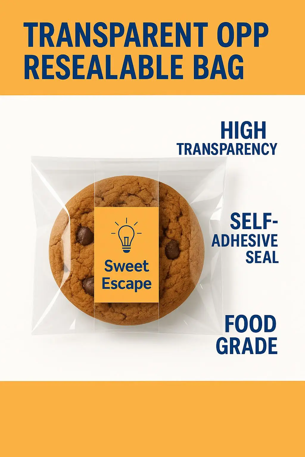 Custom Size Crystal Clear OPP Self-Adhesive Bag for Cookies, Pastry, and Snack Packaging - detail 3