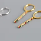 Color Earrings SKA Fashion Color Stone Earrings Mixed Color Zircon S925 Sterling Silver Strip Earrings
